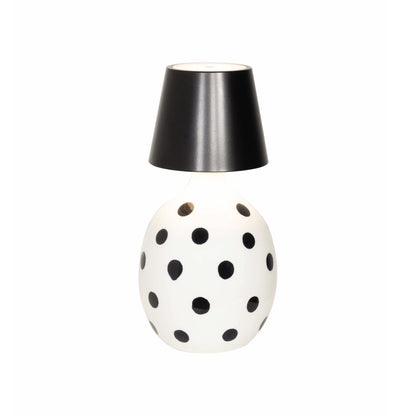 Poldina Pro Lido Bottle Outdoor Rechargeable LED Table Lamp in Black/Black Dots.