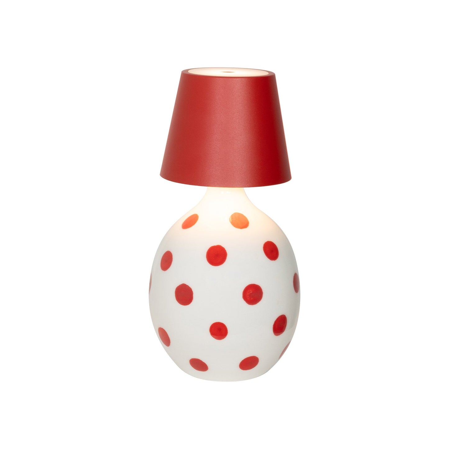 Poldina Pro Lido Bottle Outdoor Rechargeable LED Table Lamp in Red/Red Dots.