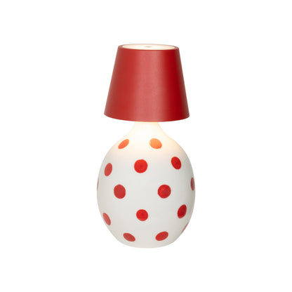 Poldina Pro Lido Bottle Outdoor Rechargeable LED Table Lamp in Red/Red Dots.