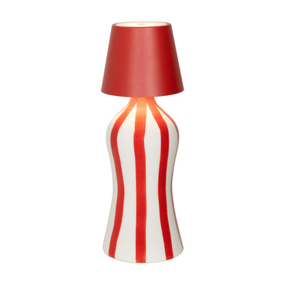Poldina Pro Lido Bottle Outdoor Rechargeable LED Table Lamp in Red/Red Stripes.