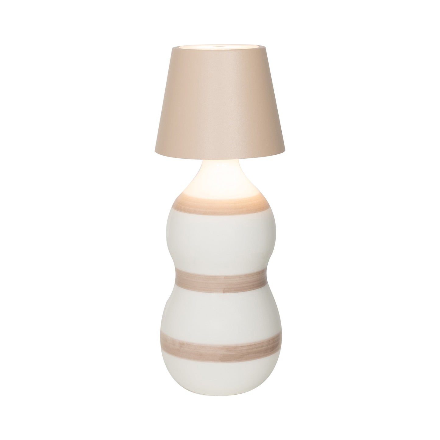 Poldina Pro Lido Bottle Outdoor Rechargeable LED Table Lamp in Sand/Sand Bands.