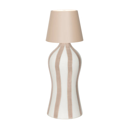 Poldina Pro Lido Bottle Outdoor Rechargeable LED Table Lamp in Sand/Sand Stripes.