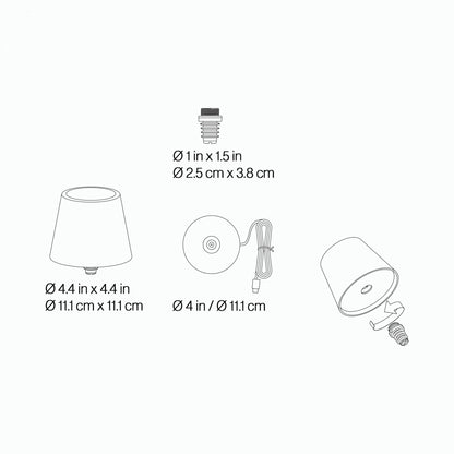 Poldina Pro Lido Bottle Outdoor Rechargeable LED Table Lamp - line drawing.