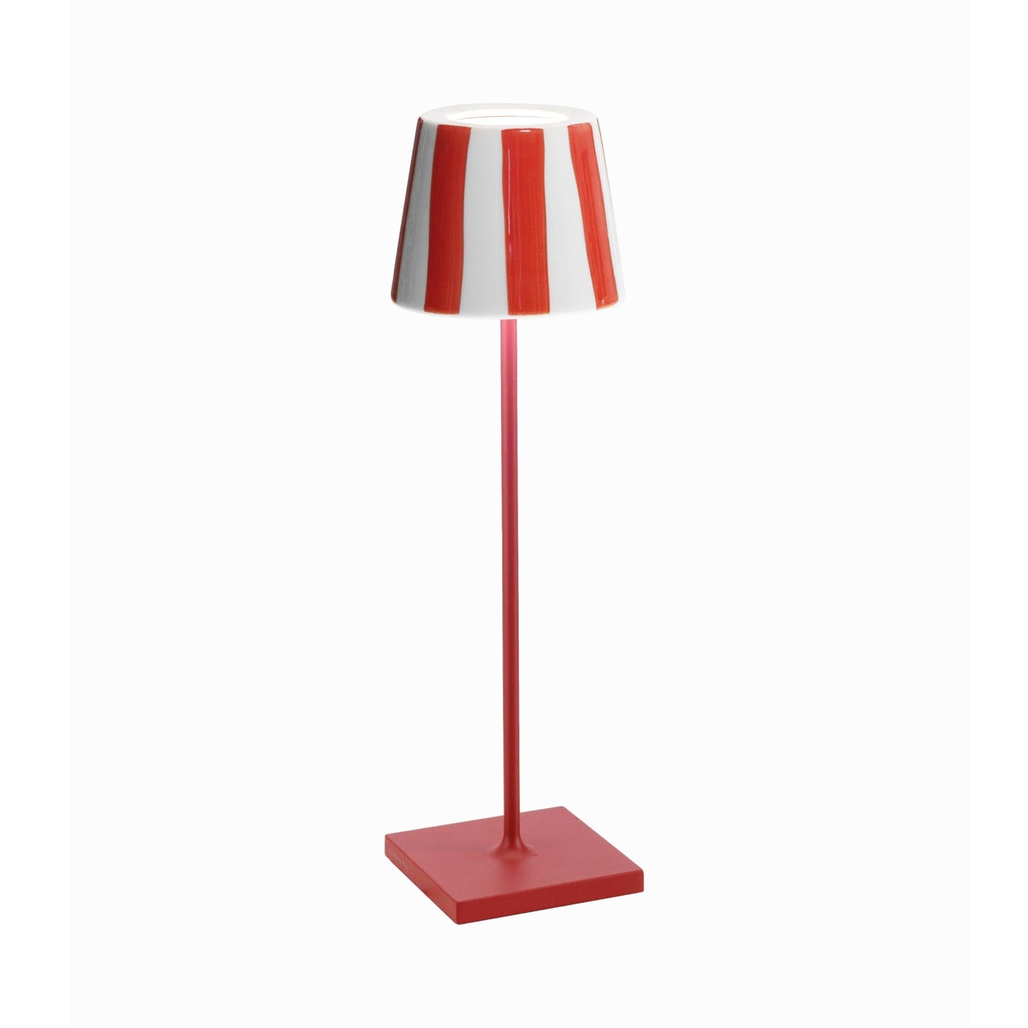 Poldina Pro Lido Outdoor Rechargeable LED Table Lamp in Red/Red Stripes.