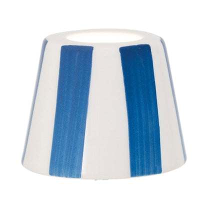 Poldina Pro Micro Ceramic Outdoor Lamp Shade in Lido Light Blue Stripes.