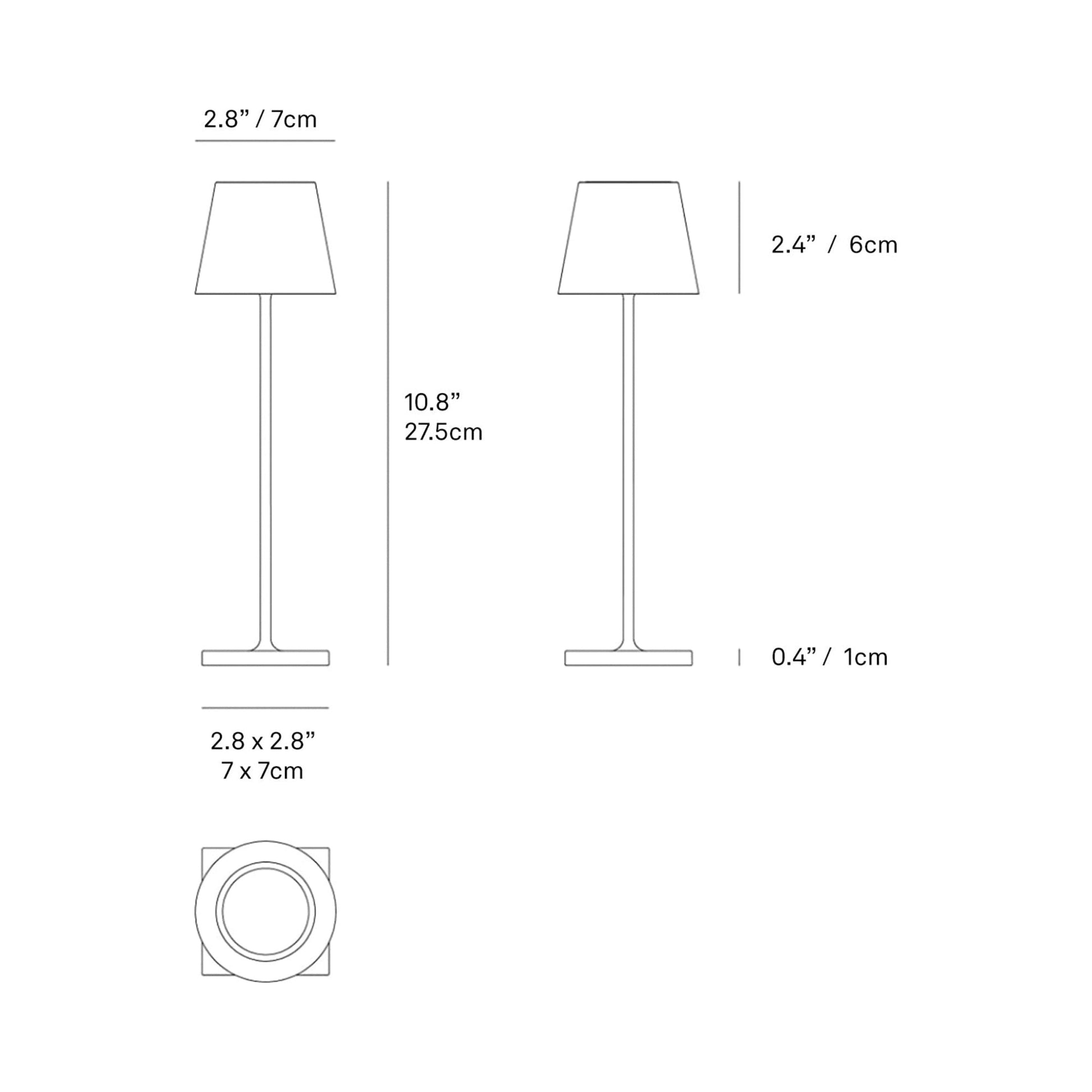 Poldina Pro Micro Lido Outdoor LED Rechargeable Table Lamp - line drawing.