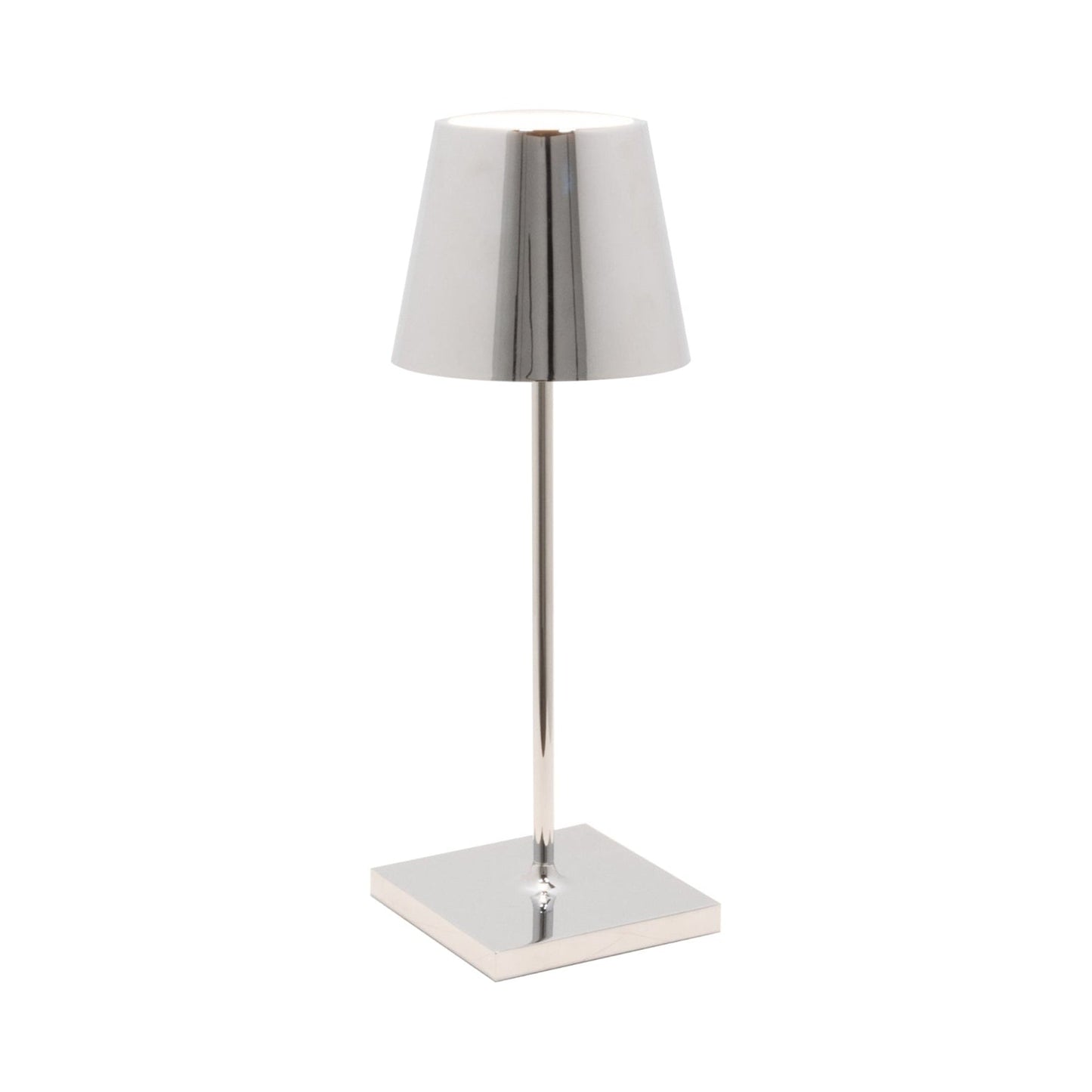 Poldina Pro Mini LED Table Lamp in Glossy Chrome.