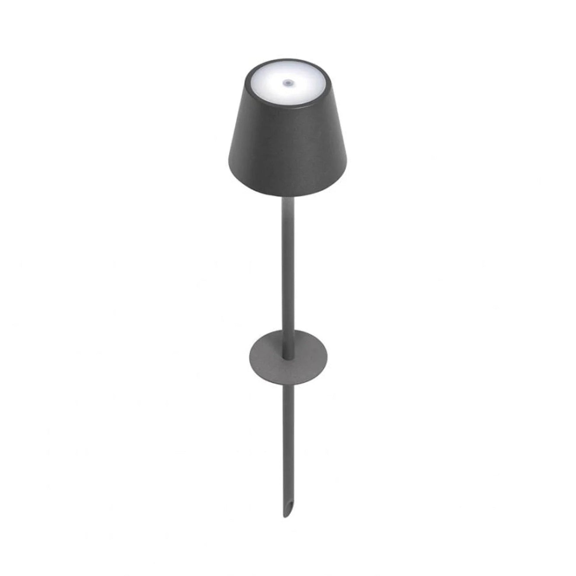 Poldina Pro Peg Outdoor Rechargeable LED Table Lamp in Dark Grey.