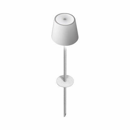 Poldina Pro Peg Outdoor Rechargeable LED Table Lamp in White.