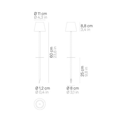 Poldina Pro Peg Outdoor Rechargeable LED Table Lamp - line drawing.