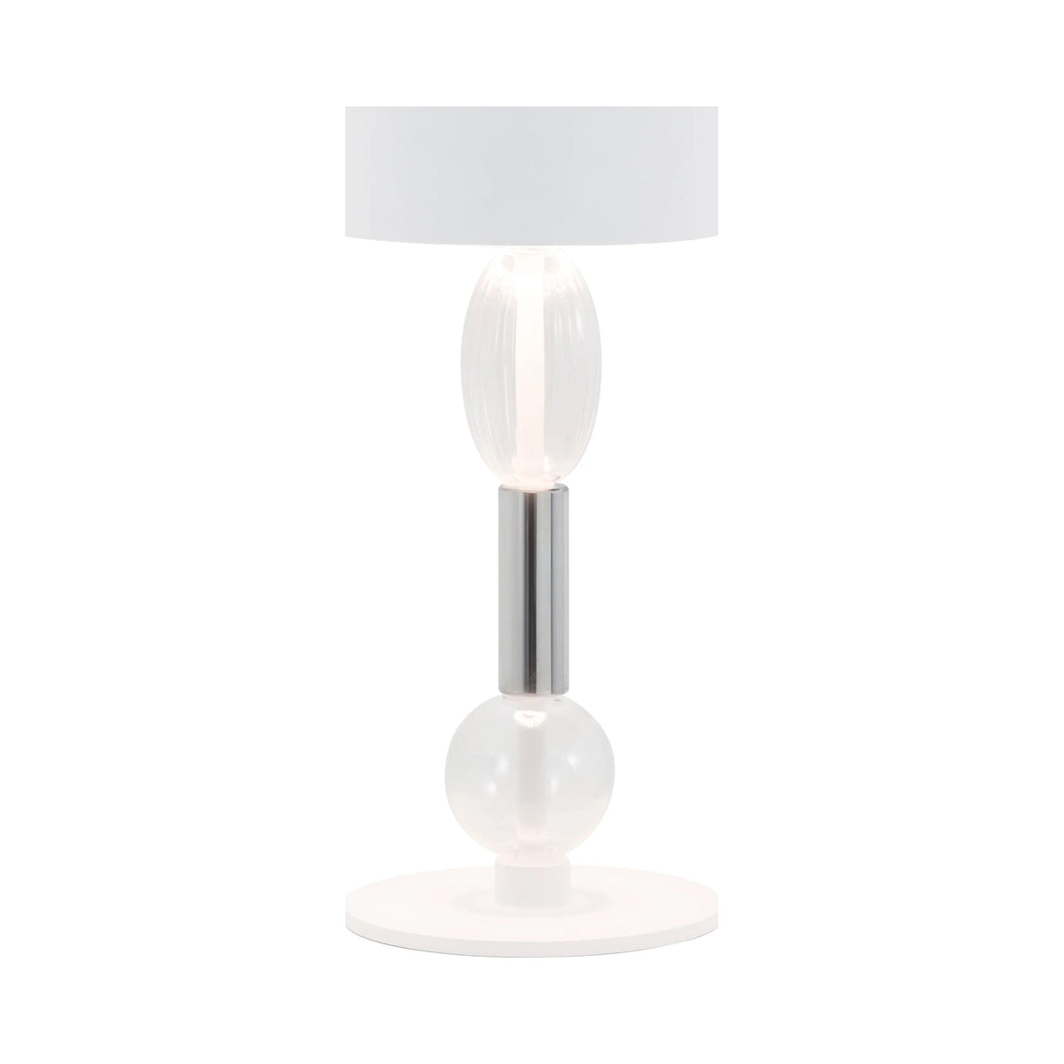 Royal Family LED Rechargeable Table Lamp in White/Grey Glass.