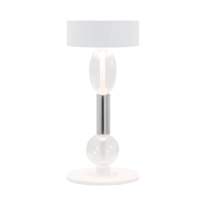 Royal Family LED Rechargeable Table Lamp in White/Grey Glass.