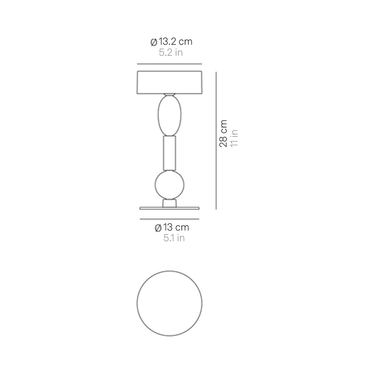 Royal Family LED Rechargeable Table Lamp - line drawing.
