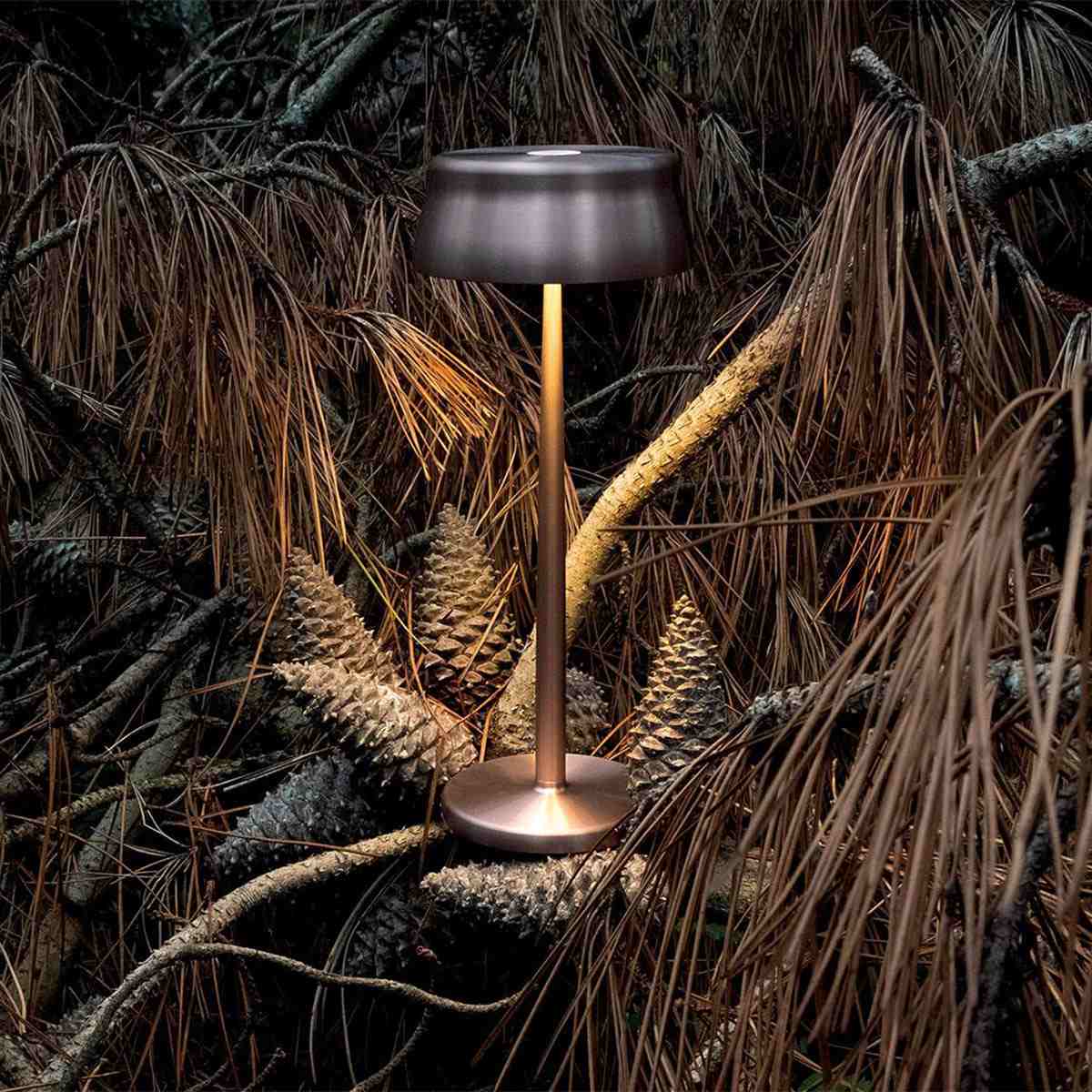 Sister LED Portable Table Lamp in Outside Area.