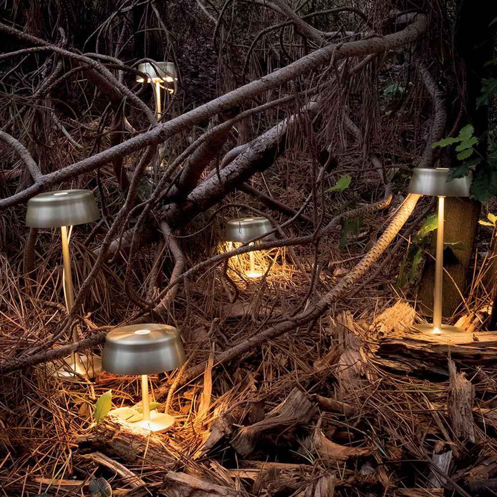 Sister LED Portable Table Lamp in Outside Area.