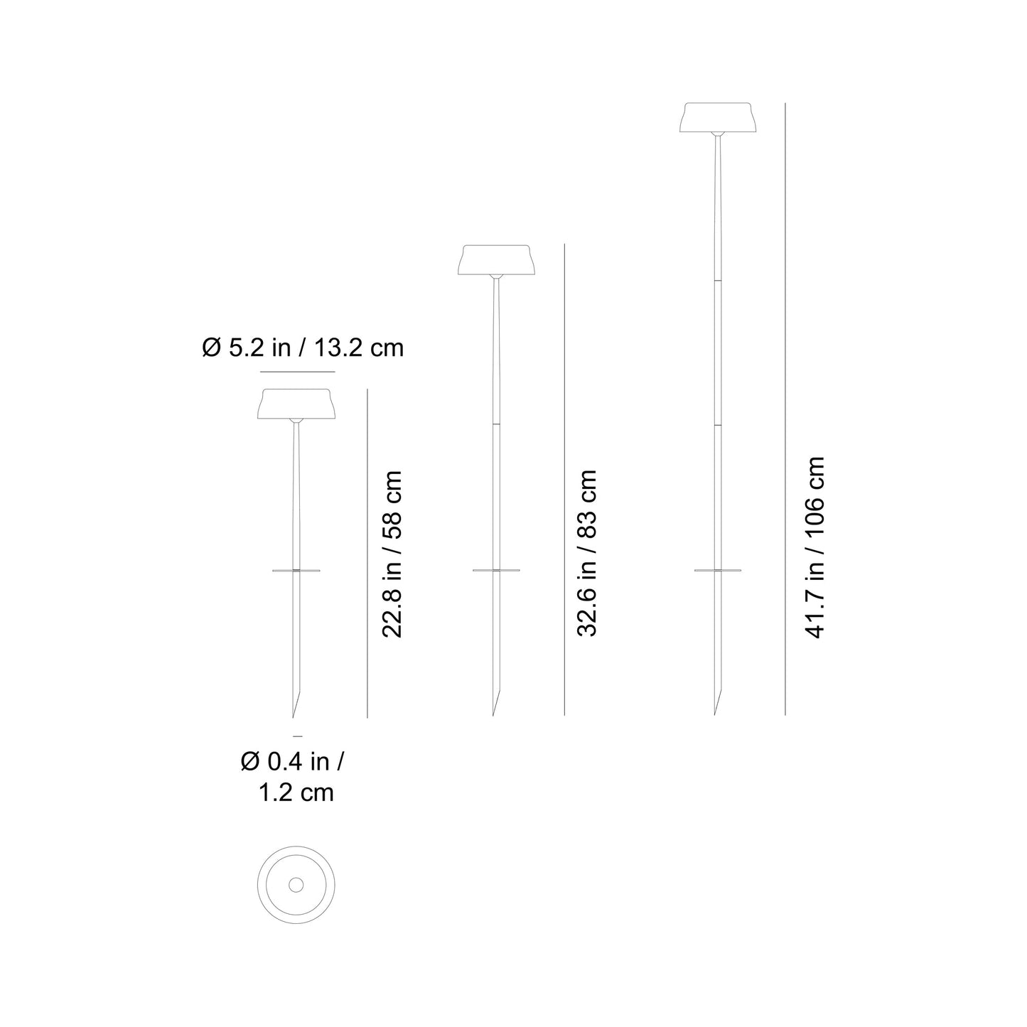 Sister Light Wi-Fi Outdoor Rechargeable LED Floor Lamp - line drawing.