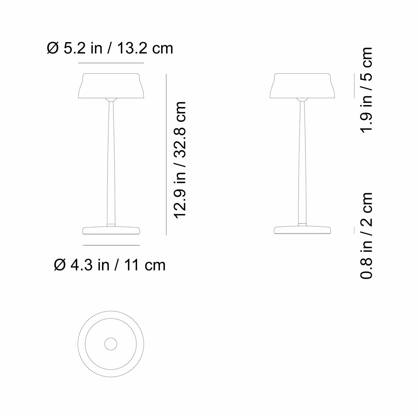 Sister Light Wi-Fi Outdoor Rechargeable LED Table Lamp - line drawing.