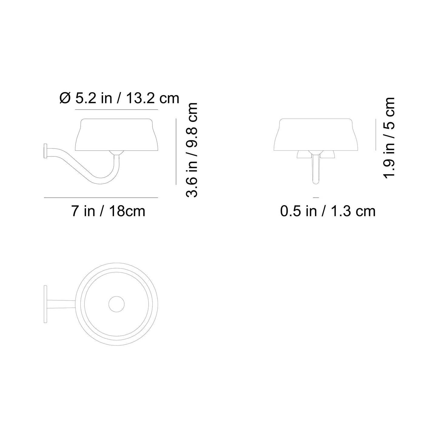 Sister Light Wi-Fi Outdoor Rechargeable LED Wall Light - line drawing.
