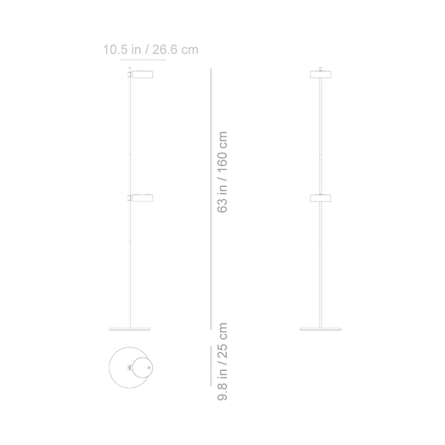 Super O Outdoor Rechargeable LED Floor Lamp - line drawing.
