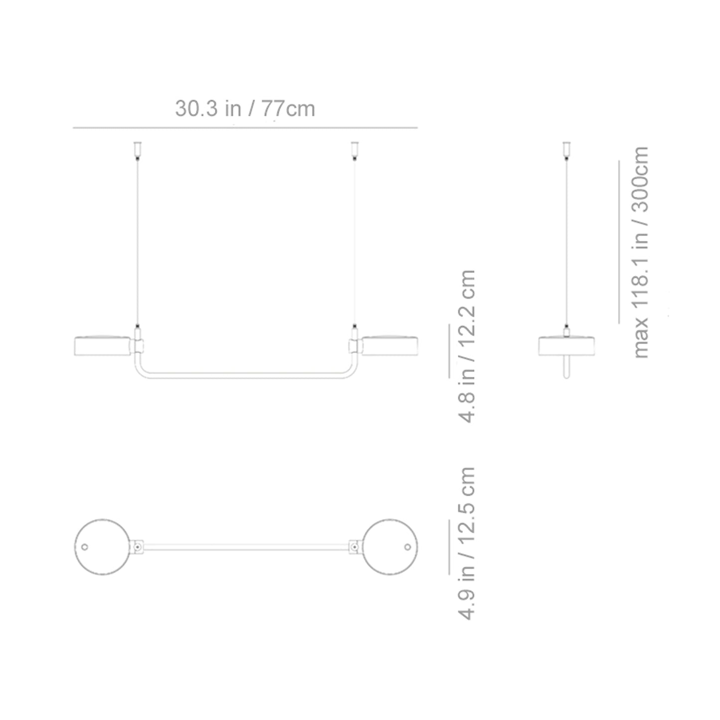 Super O Outdoor Rechargeable LED Pendant Light - line drawing.