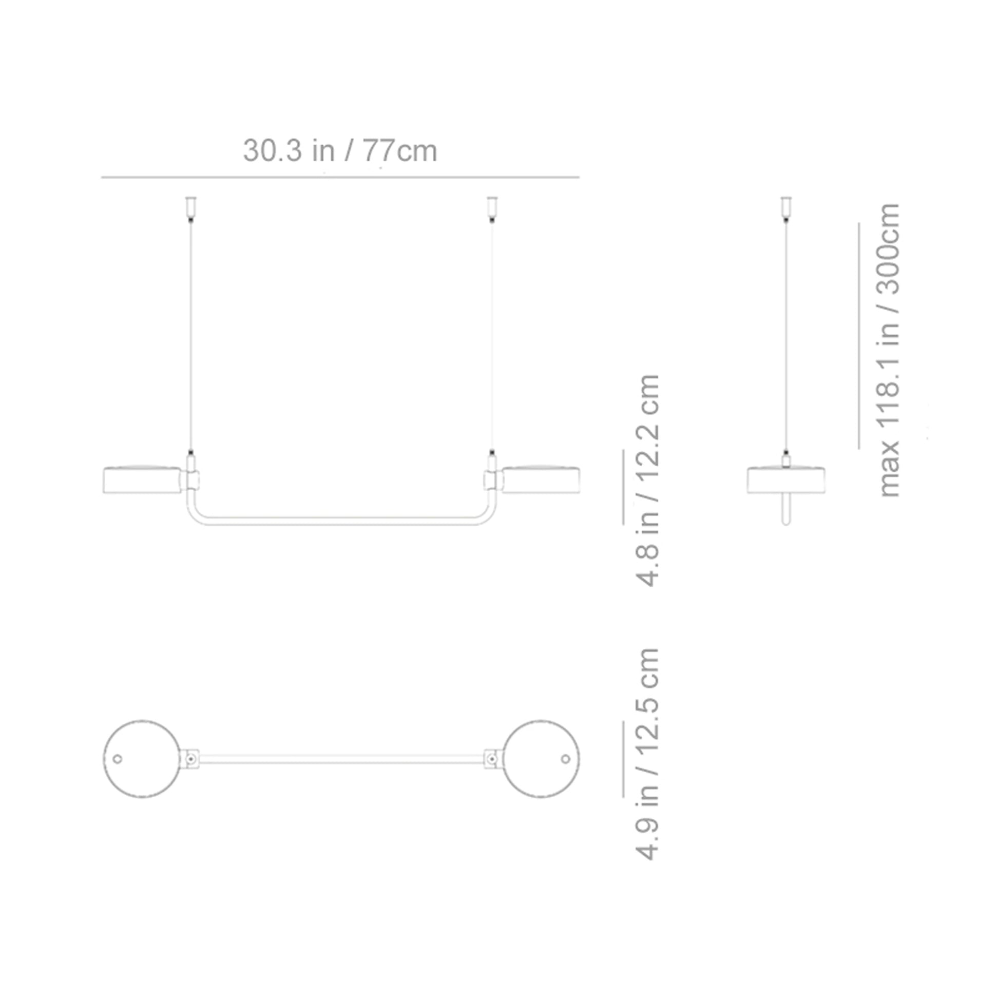 Super O Outdoor Rechargeable LED Pendant Light - line drawing.
