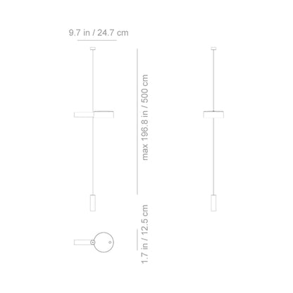Super O Suspended Outdoor Rechargeable LED Floor Lamp - line drawing.