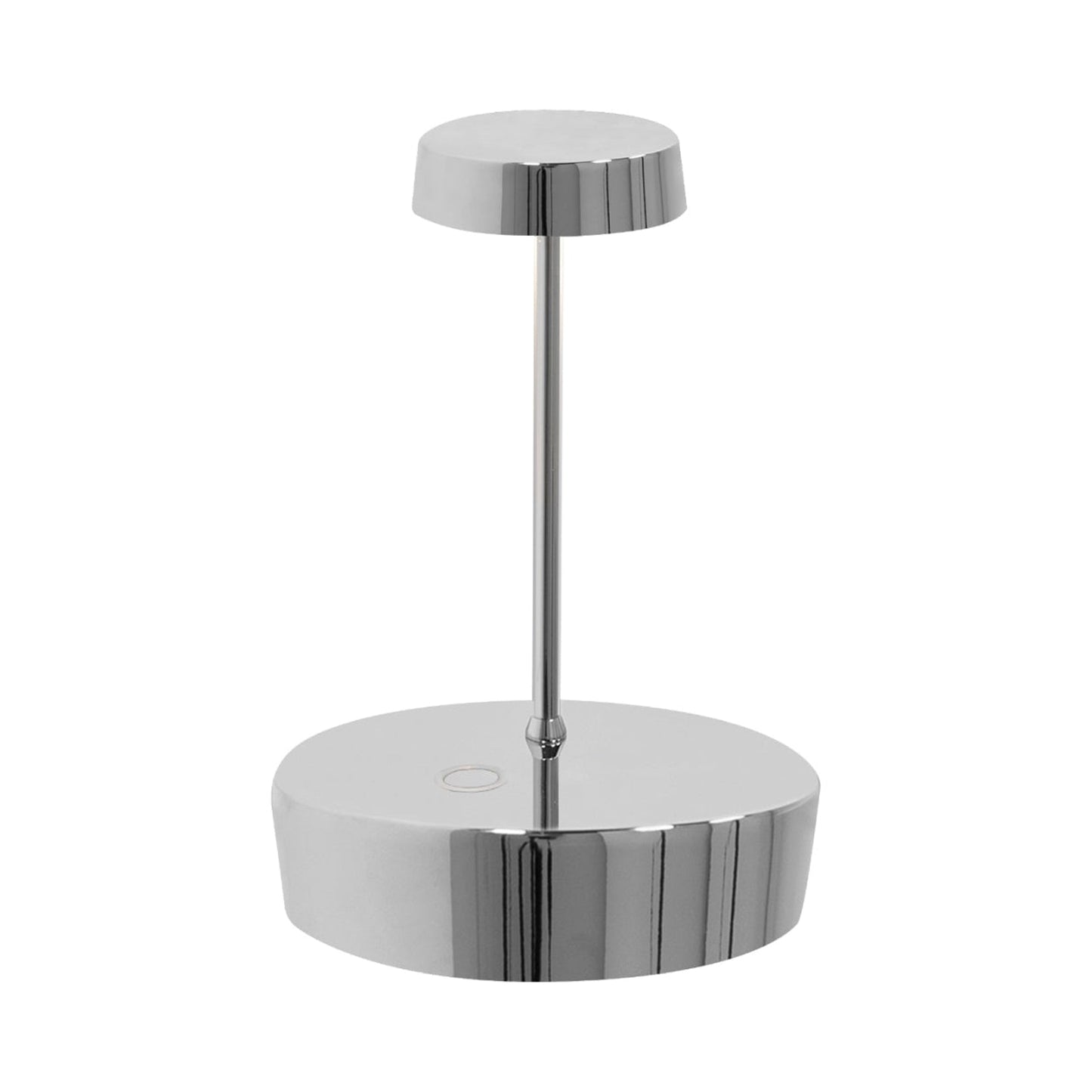 Swap Pro Mini Outdoor Rechargeable LED Table Lamp in Glossy Chrome.