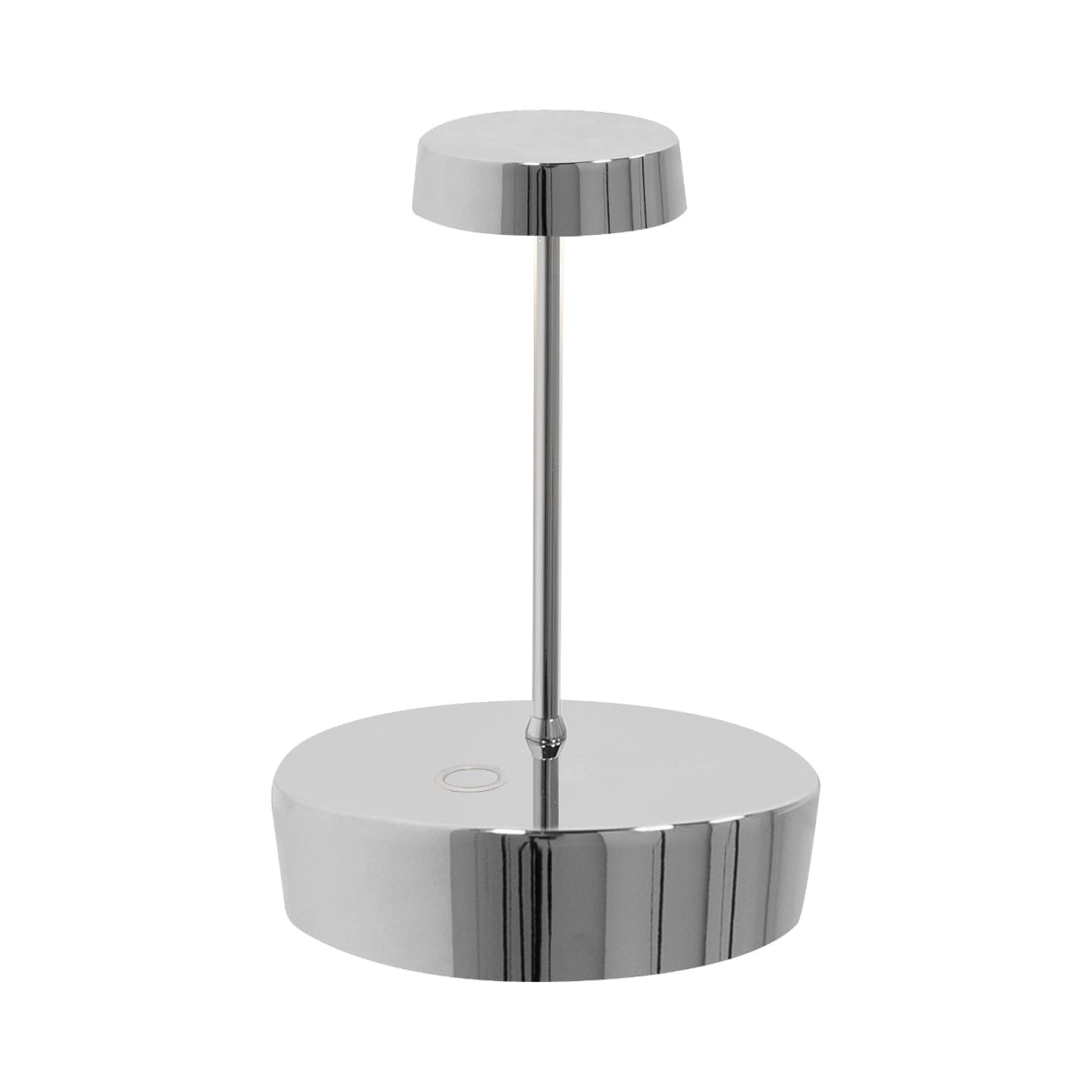 Swap Pro Mini Outdoor Rechargeable LED Table Lamp in Glossy Chrome.
