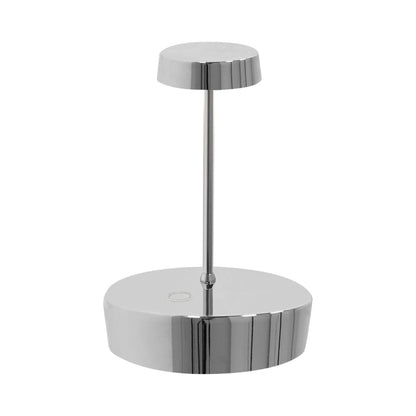 Swap Pro Mini Outdoor Rechargeable LED Table Lamp in Glossy Chrome.
