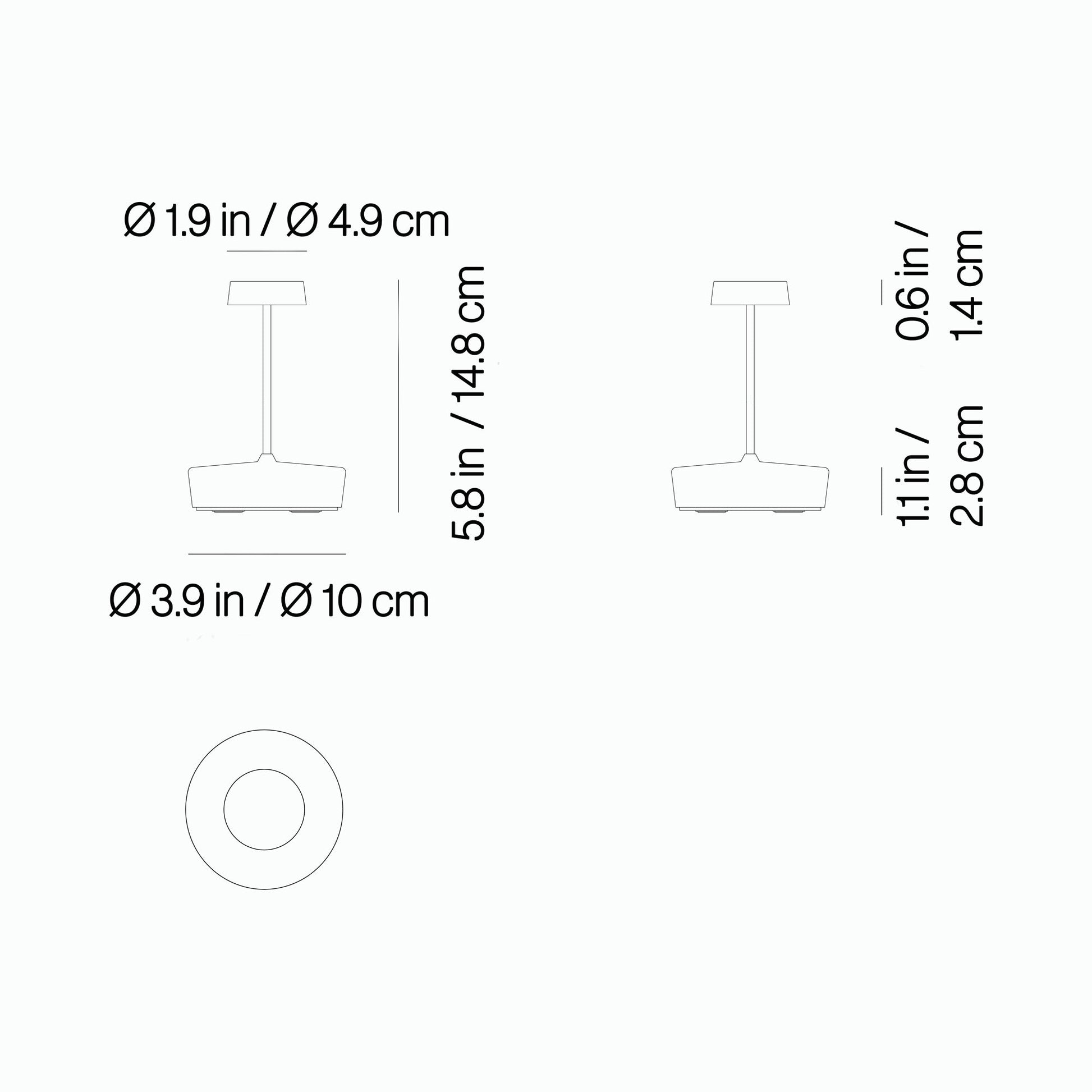 Swap Pro Mini Outdoor Rechargeable LED Table Lamp - line drawing.