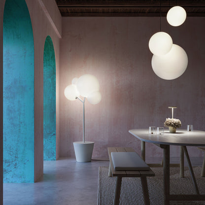 Tree of Light Outdoor Floor Lamp in dining room.