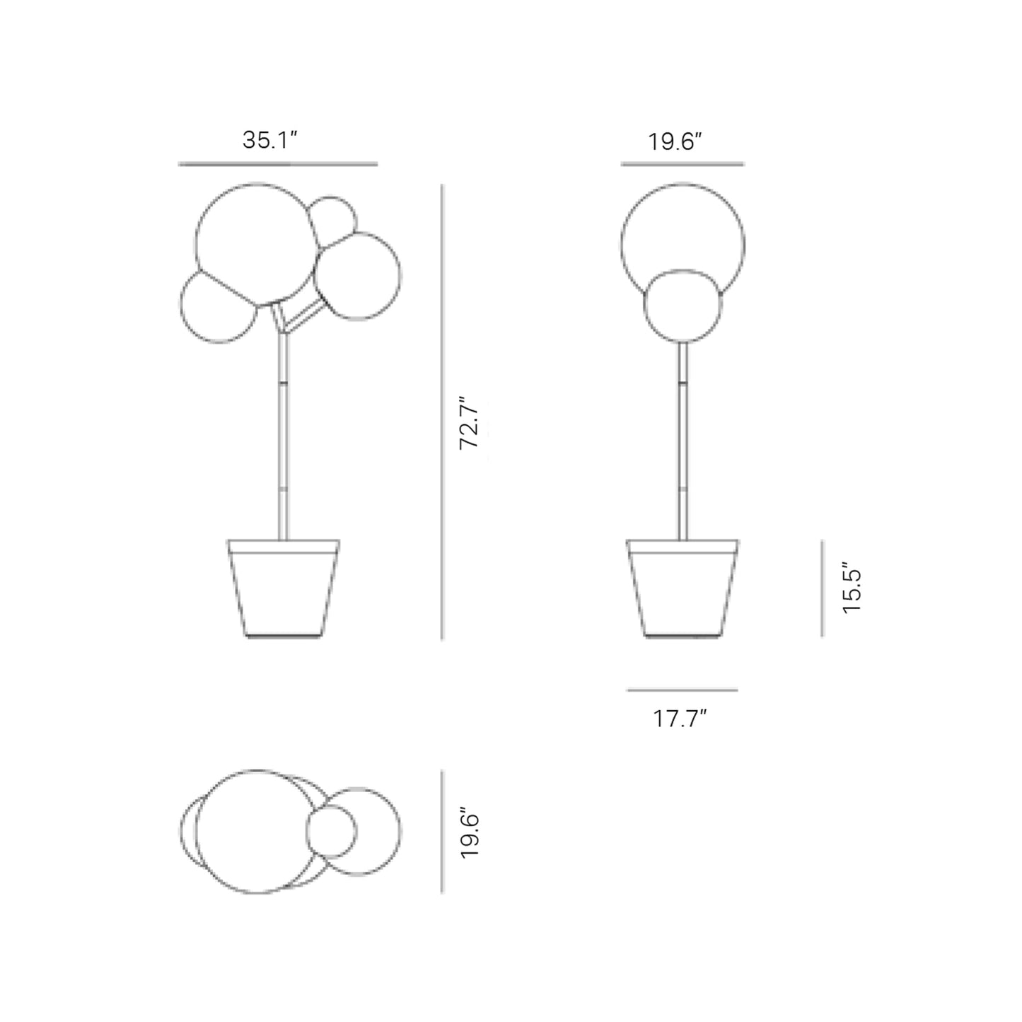 Tree of Light Outdoor Floor Lamp - line drawing.
