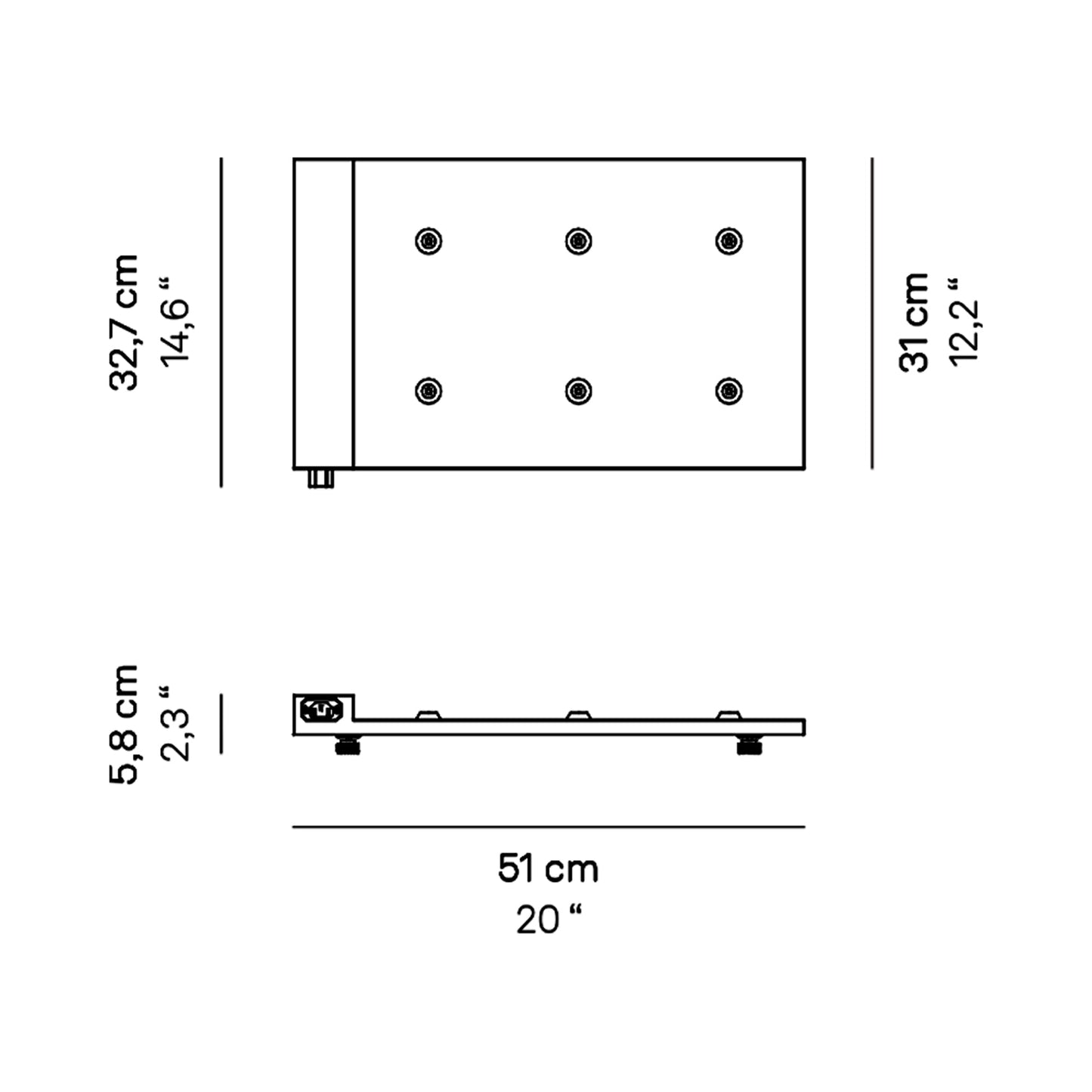 6-Lamp Charging Carpet - line drawing.