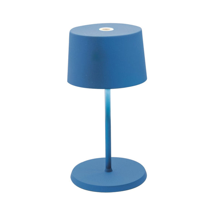 Olivia Mini LED Table Lamp in Capri Blue.