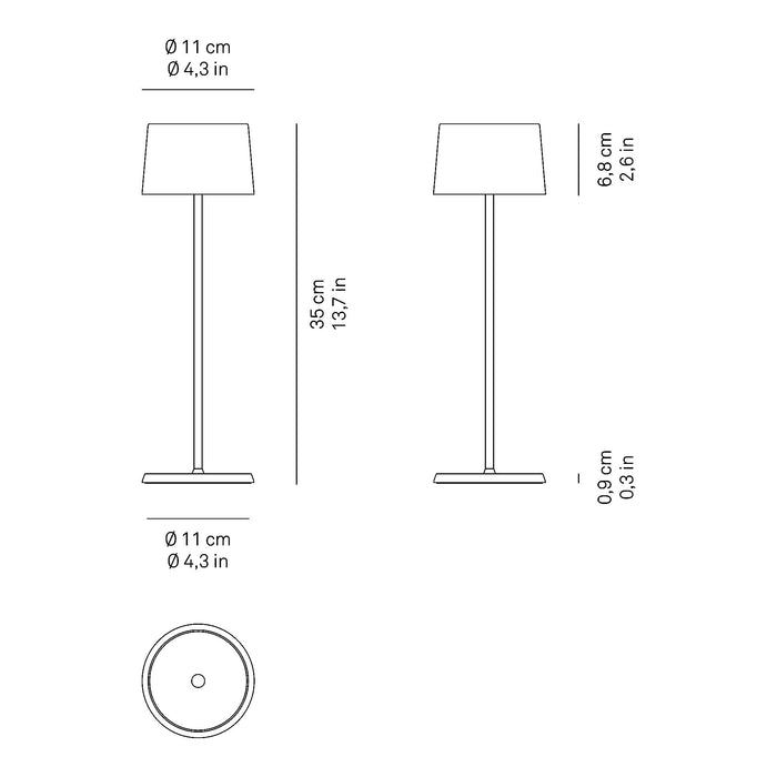Olivia Pro LED Table Lamp in - line drawing.