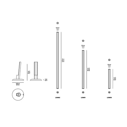 Pencil Light LED Floor Lamp - line drawing.