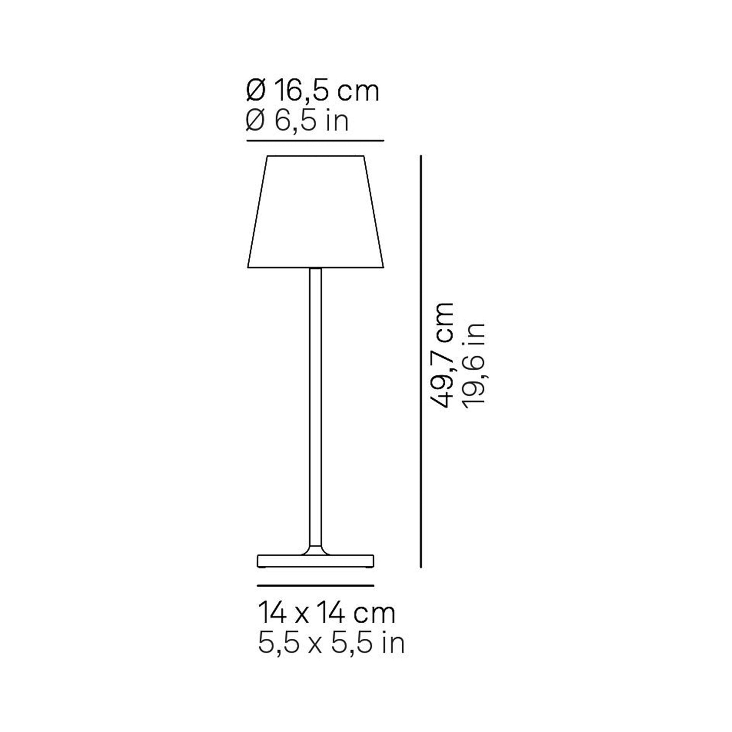 Poldina L LED Desk Lamp - line drawing.