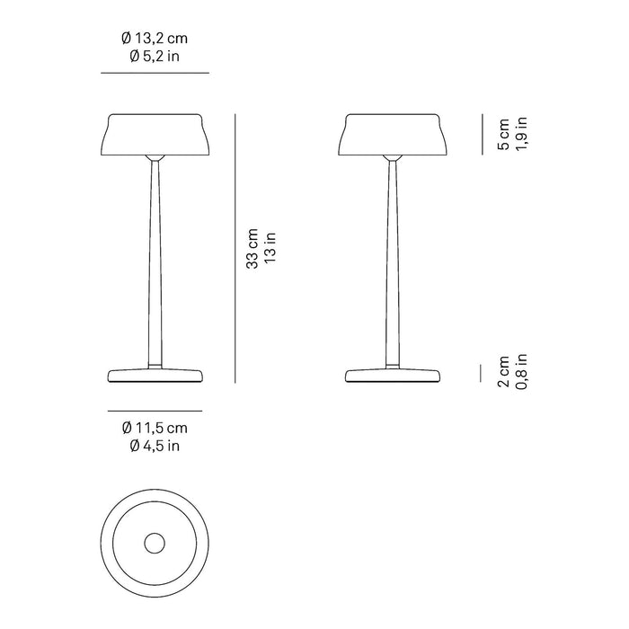 Sister LED Portable Table Lamp - line drawing.