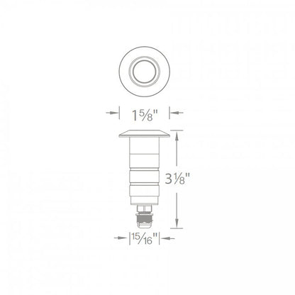 1 Inch Round LED Inground Light - line drawing.