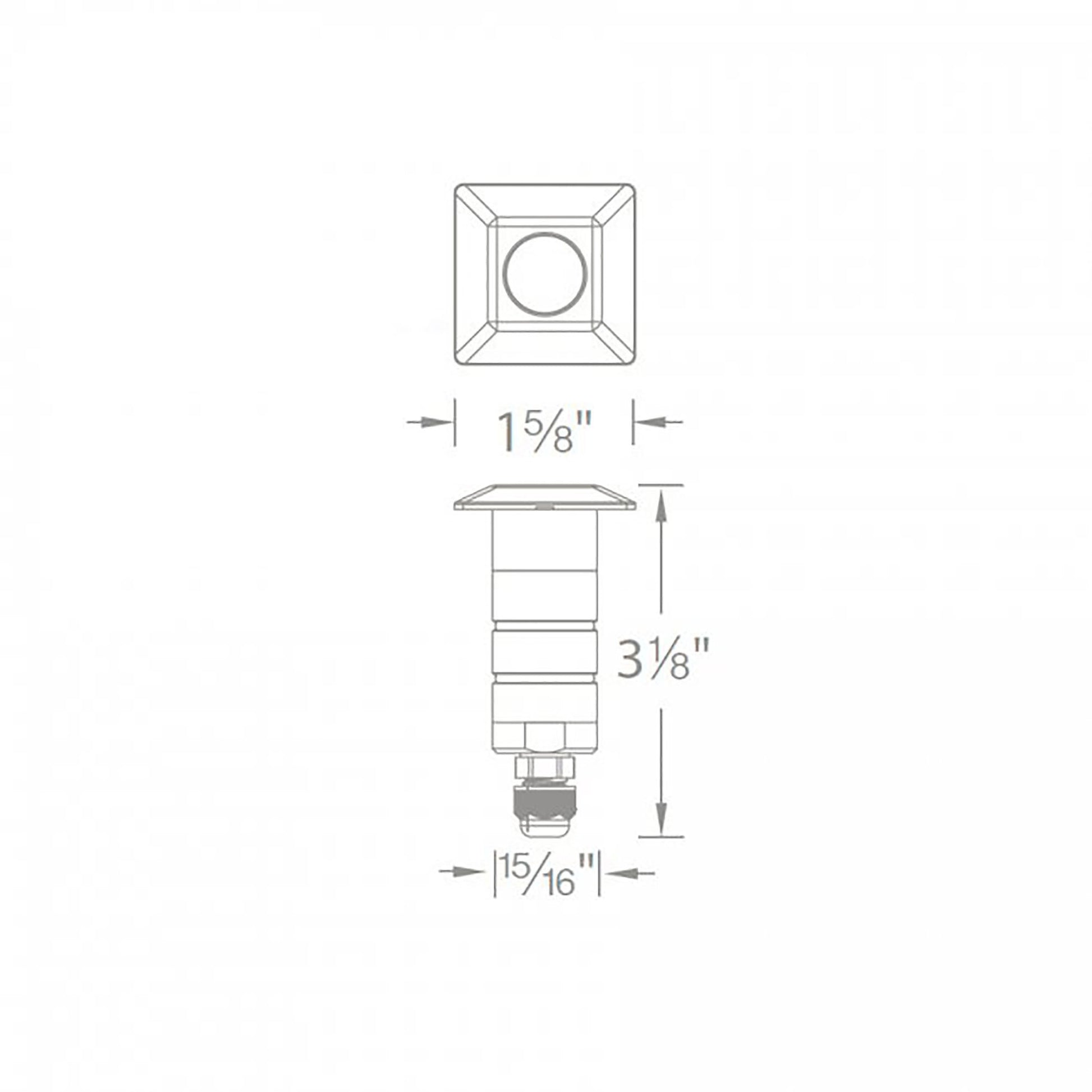 1 Inch Square LED Inground Light - line drawing.