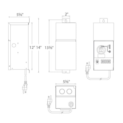 12V Outdoor Magnetic Transformer - line drawing.