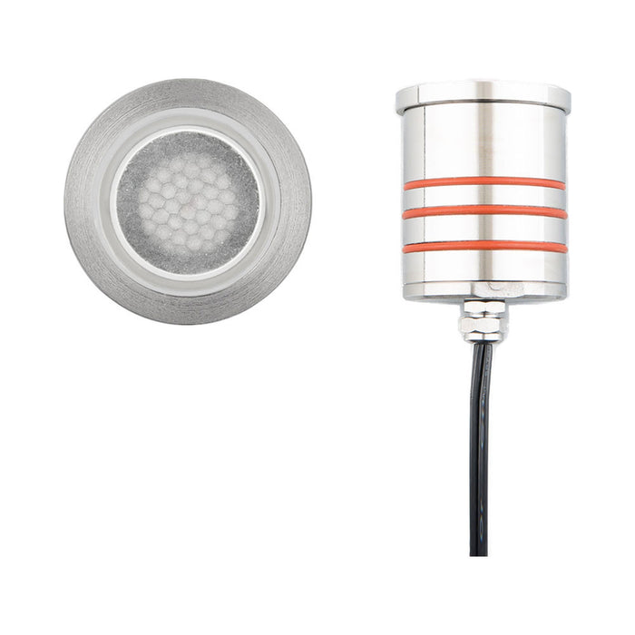 2 Inch Slim Round LED Inground Light in Stainless Steel (Honeycomb Lens).