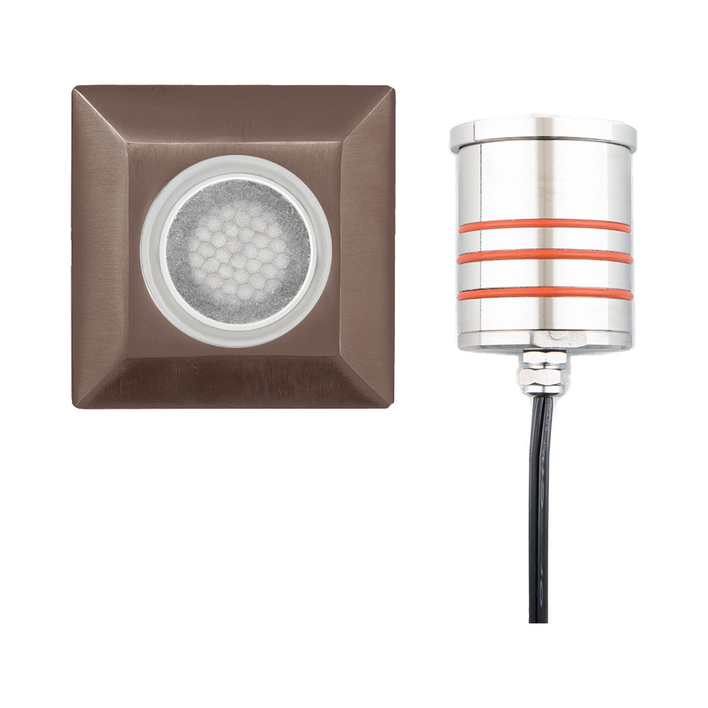 2 Inch Square LED Inground Light in Bronzed Stainless Steel (Honeycomb Lens).