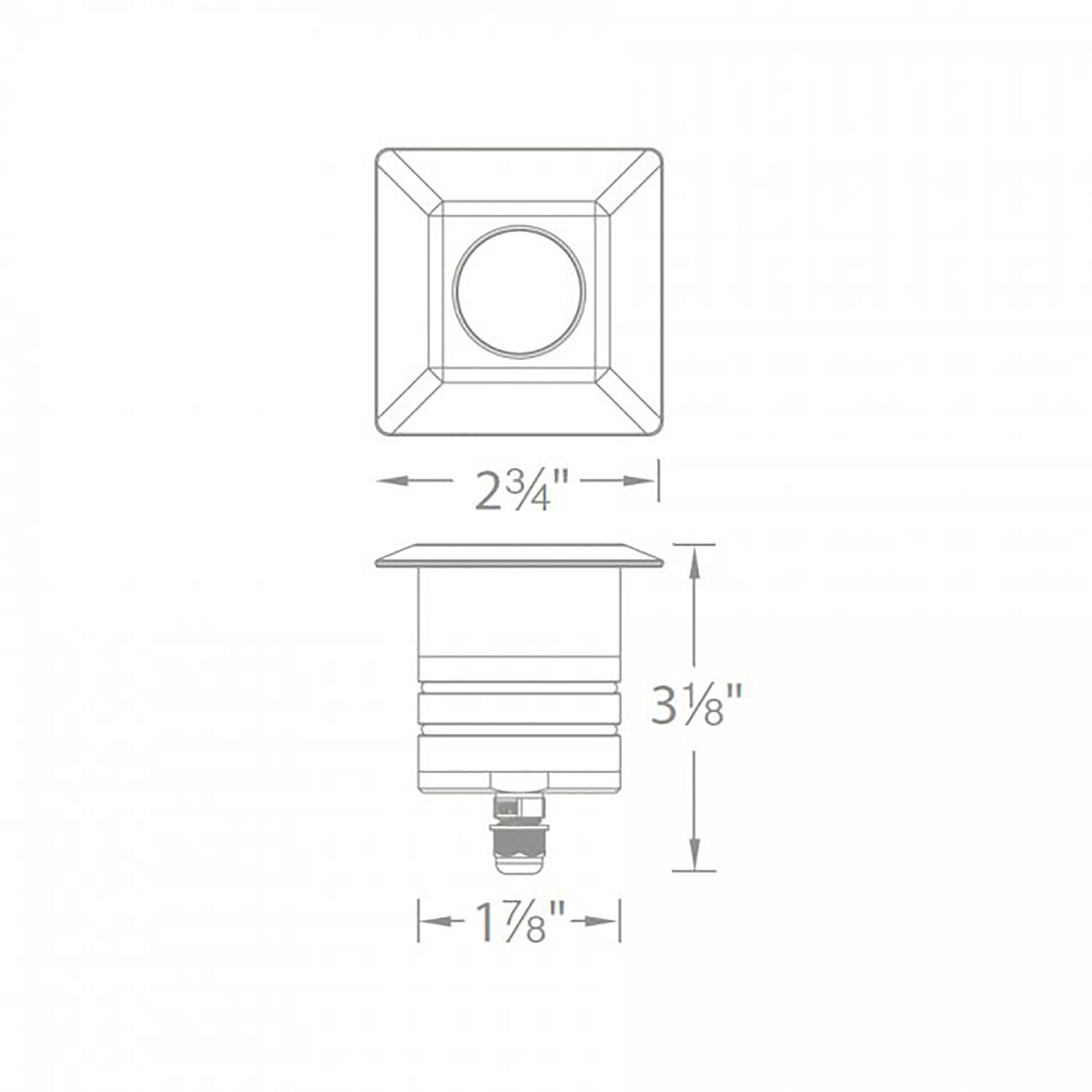 2 Inch Square LED Inground Light - line drawing.