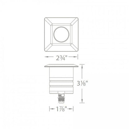 2 Inch Square LED Inground Light - line drawing.