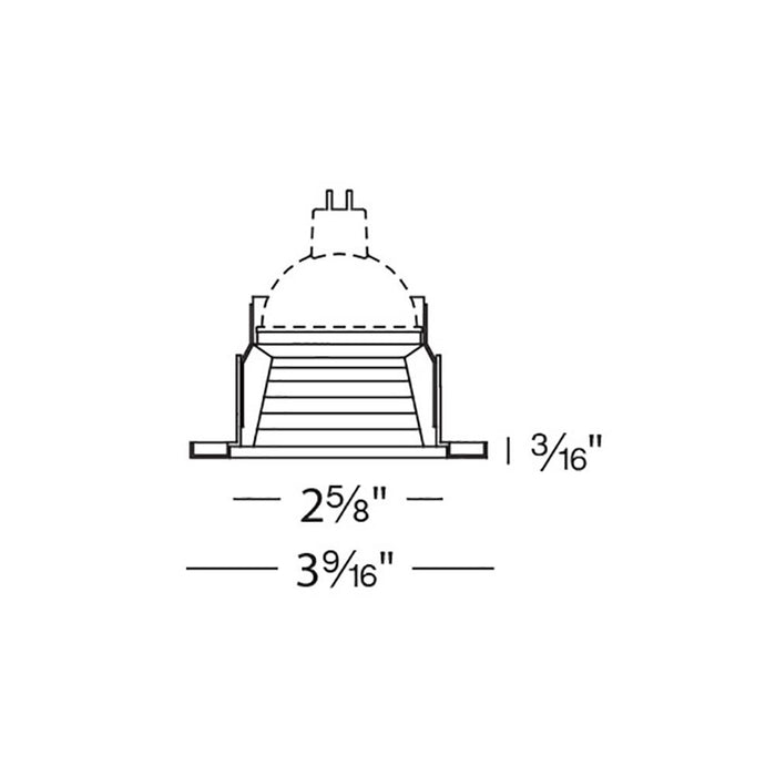 2.5 Inch Low Voltage Step Baffle Recessed Trim - line drawing.