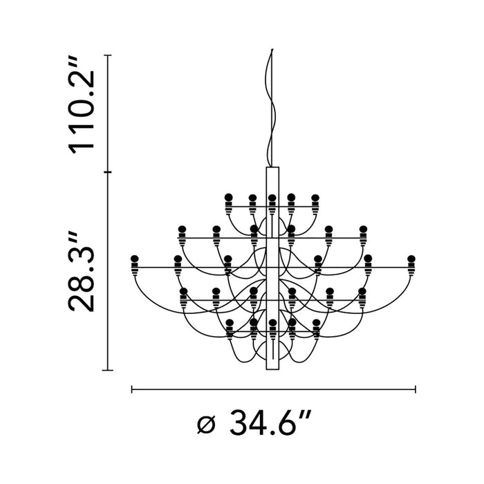 2097 LED Chandelier - line drawing.