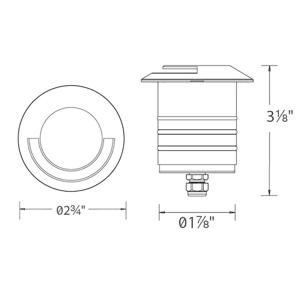 2 Inch Single Direction LED Inground Light - line drawing.