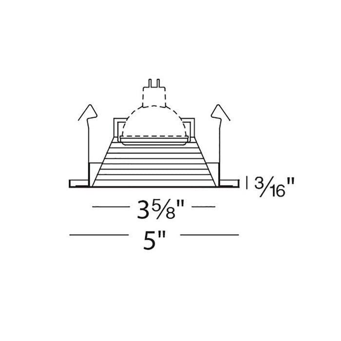 4 Inch Low Voltage Adjustable Step Baffle Recessed Trim - line drawing.