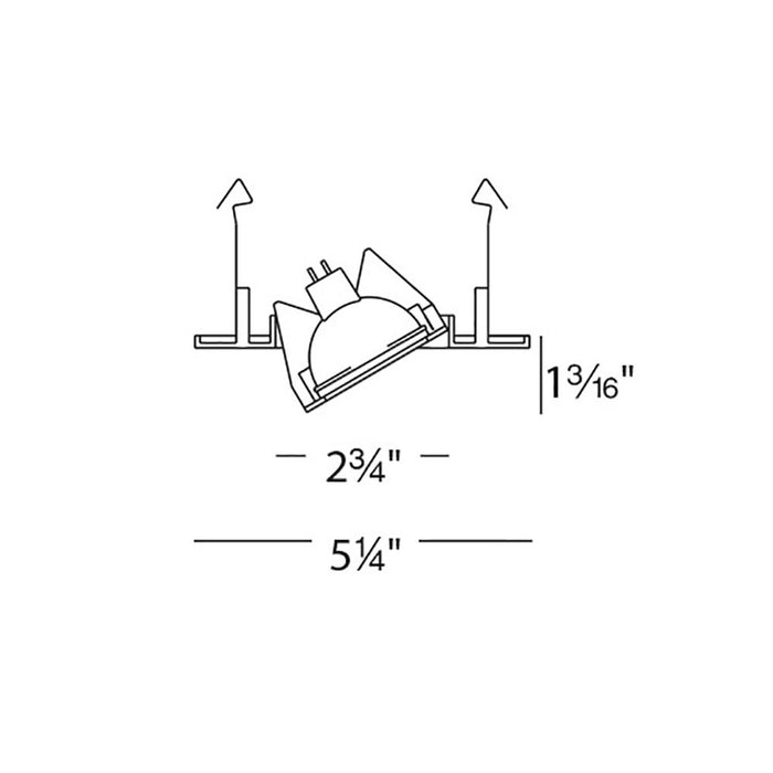 4 Inch Low Voltage Die-Cast Adjustable Square Recessed Trim - line drawing.